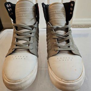 White, Grey, and Red Supra Skytop Size 10 Mens